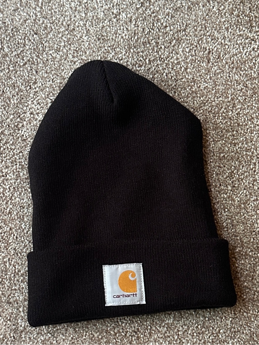 Carhartt Black Cuffed Beanie with Gold Logo Patch